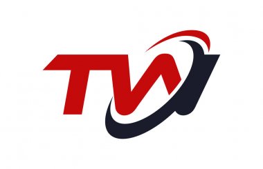 Tw Logo Swoosh elips kırmızı mektup vektör kavramı