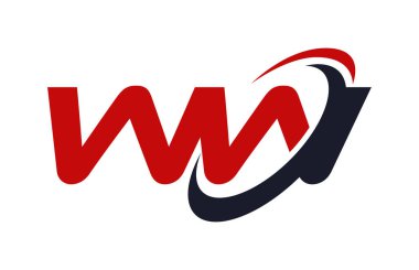 WW Logo Swoosh elips kırmızı mektup vektör kavramı
