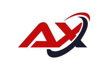 AX Logo Swoosh elips kırmızı mektup vektör kavramı