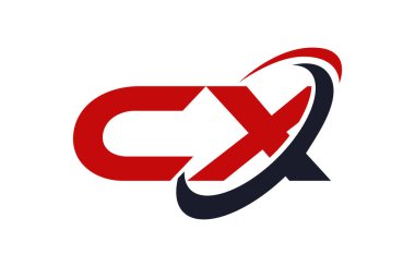 CX Logo Swoosh elips kırmızı mektup vektör kavramı