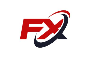 FX Logo Swoosh elips kırmızı mektup vektör kavramı
