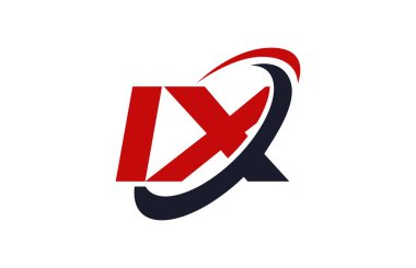 IX Logo Swoosh elips kırmızı mektup vektör kavramı