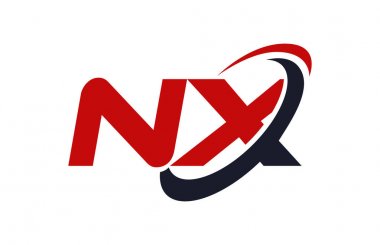 NX Logo Swoosh elips kırmızı mektup vektör kavramı
