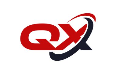 Qx Logo Swoosh elips kırmızı mektup vektör kavramı