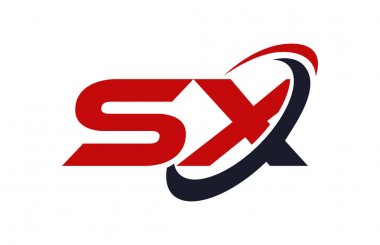 SX Logo Swoosh elips kırmızı mektup vektör kavramı
