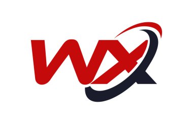 WX Logo Swoosh elips kırmızı mektup vektör kavramı