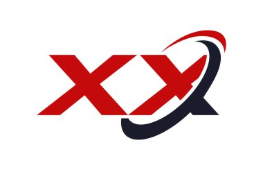 Xx Logo Swoosh elips kırmızı mektup vektör kavramı