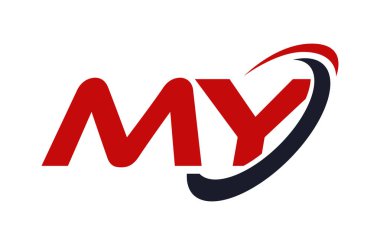 Benim Logo Swoosh elips kırmızı mektup vektör kavramı