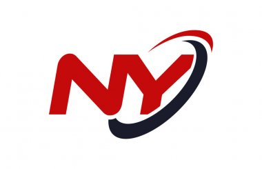 NY Logo Swoosh elips kırmızı mektup vektör kavramı