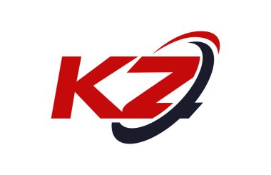 KZ Logo Swoosh elips kırmızı mektup vektör kavramı