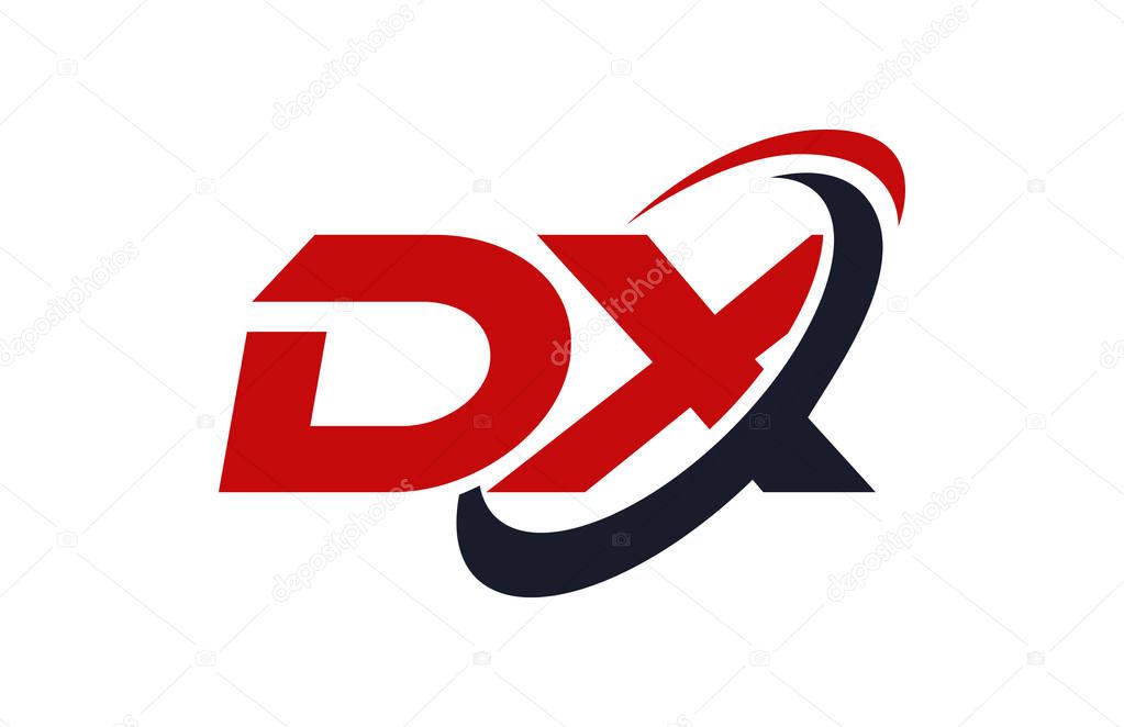 DX Logo Swoosh Ellipse Red Letter Vector Concept