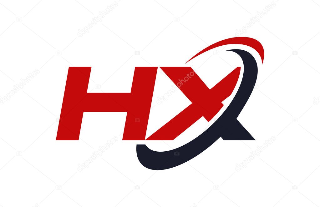 HX Logo Swoosh Ellipse Red Letter Vector Concept