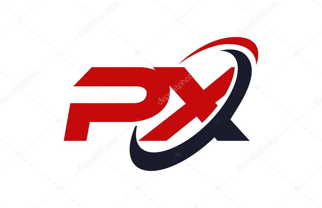 PX Logo Swoosh Ellipse Red Letter Vector Concept