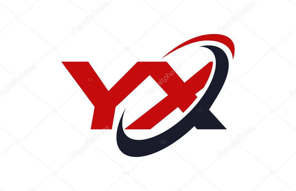 YX Logo Swoosh Ellipse Red Letter Vector Concept