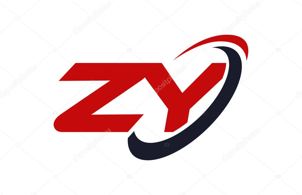 ZY Logo Swoosh Ellipse Red Letter Vector Concept