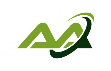 AA Logo Swoosh elips yeşil mektup vektör kavramı