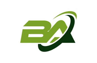 Ba Logo Swoosh elips yeşil mektup vektör kavramı