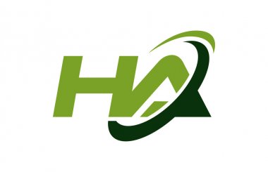 Ha Logo Swoosh elips yeşil mektup vektör kavramı