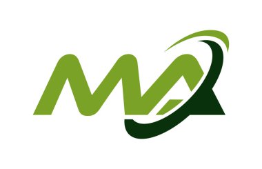 Ma Logo Swoosh elips yeşil mektup vektör kavramı
