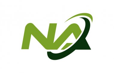 Na Logo Swoosh elips yeşil mektup vektör kavramı