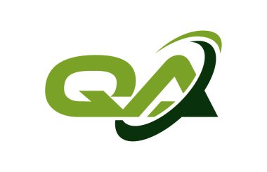 Qa Logo Swoosh elips yeşil mektup vektör kavramı
