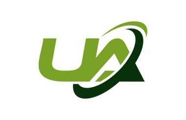 UA Logo Swoosh elips yeşil mektup vektör kavramı