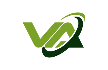 VA Logo Swoosh elips yeşil mektup vektör kavramı
