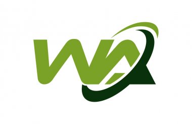 WA Logo Swoosh elips yeşil mektup vektör kavramı