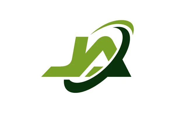Logó Swoosh Ellipszis Zöld Levél Vektor Koncepció — Stock Vector