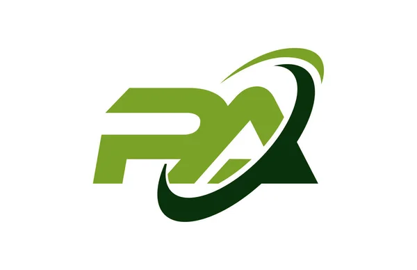 Logo Swoosh Ellipse Green Letter Vector Concept — Stock Vector