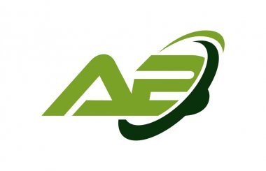 AB Logo Swoosh elips yeşil mektup vektör kavramı