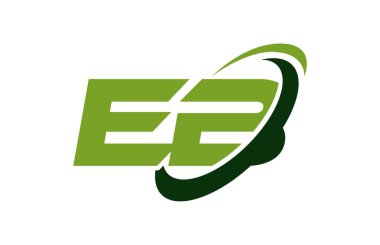 EB Logo Swoosh elips yeşil mektup vektör kavramı