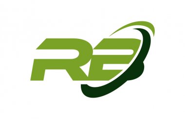 RB Logo Swoosh elips yeşil mektup vektör kavramı
