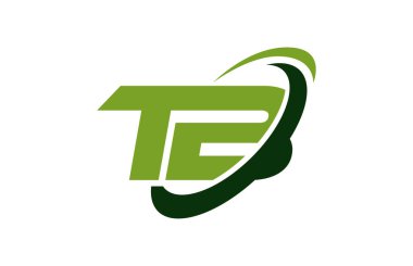 TB Logo Swoosh elips yeşil mektup vektör kavramı