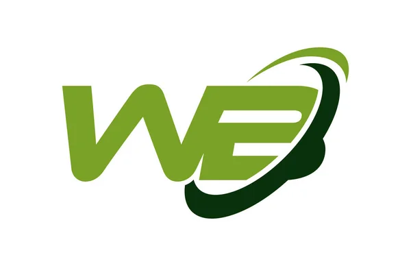 Logo Swoosh Koncepcja Wektor Zielony List Elipsy — Wektor stockowy