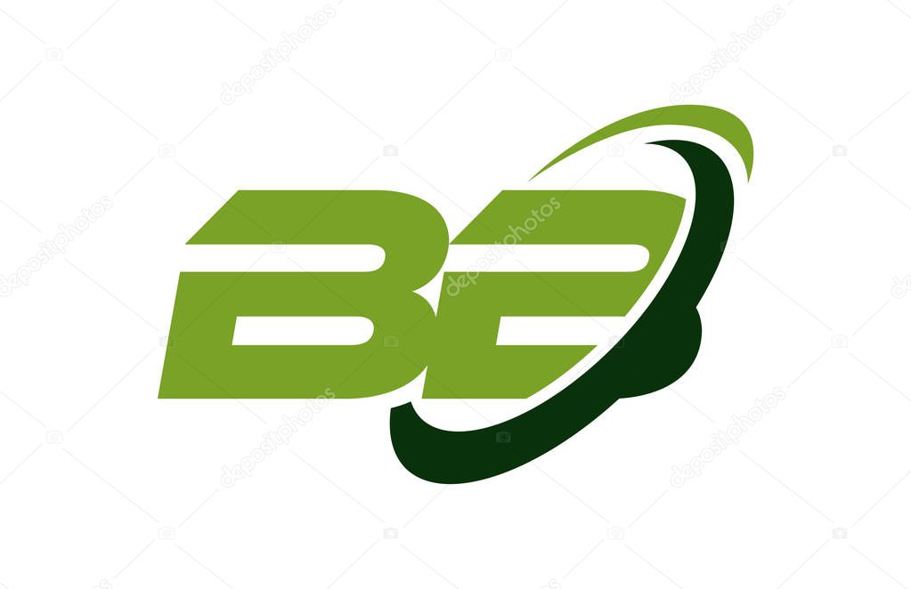 BB Logo Swoosh Ellipse Green Letter Vector Concept