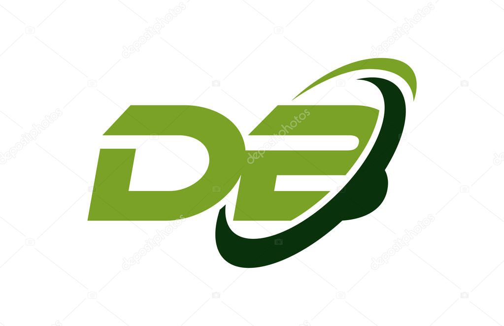 DB Logo Swoosh Ellipse Green Letter Vector Concept