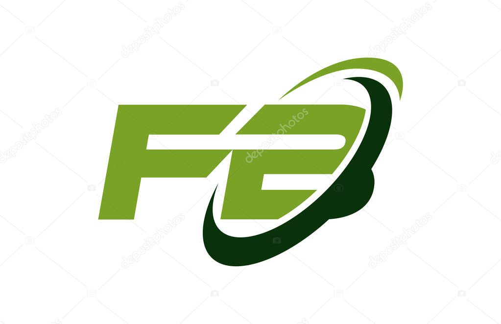 FB Logo Swoosh Ellipse Green Letter Vector Concept