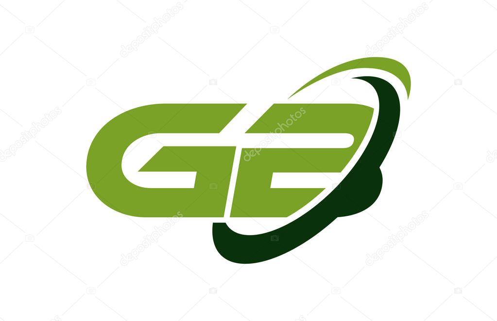 GB Logo Swoosh Ellipse Green Letter Vector Concept