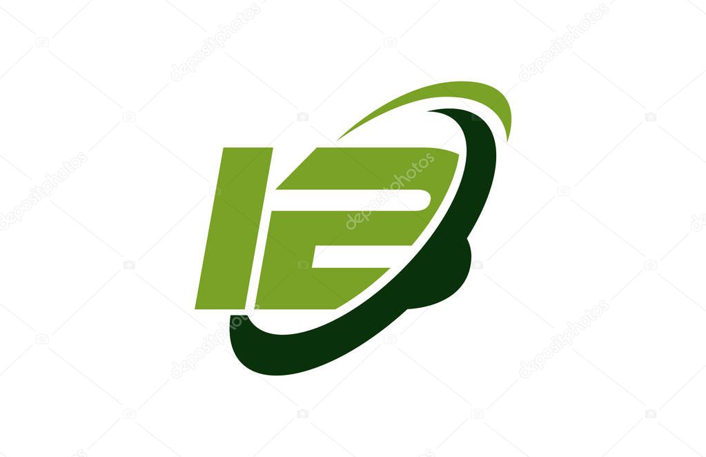 IB Logo Swoosh Ellipse Green Letter Vector Concept