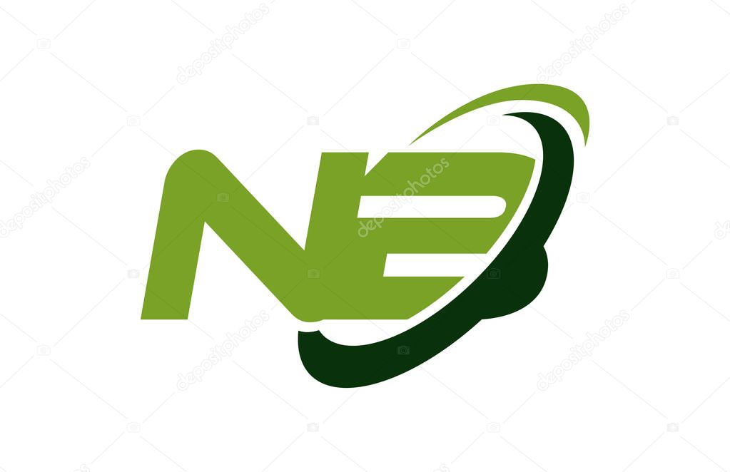 NB Logo Swoosh Ellipse Green Letter Vector Concept