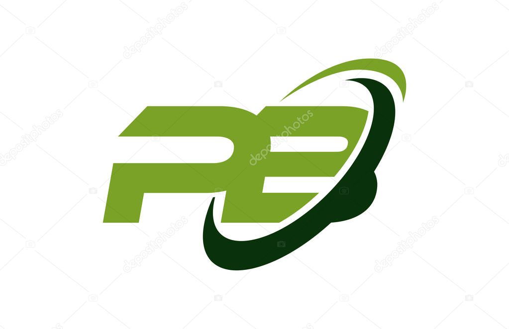 PB Logo Swoosh Ellipse Green Letter Vector Concept
