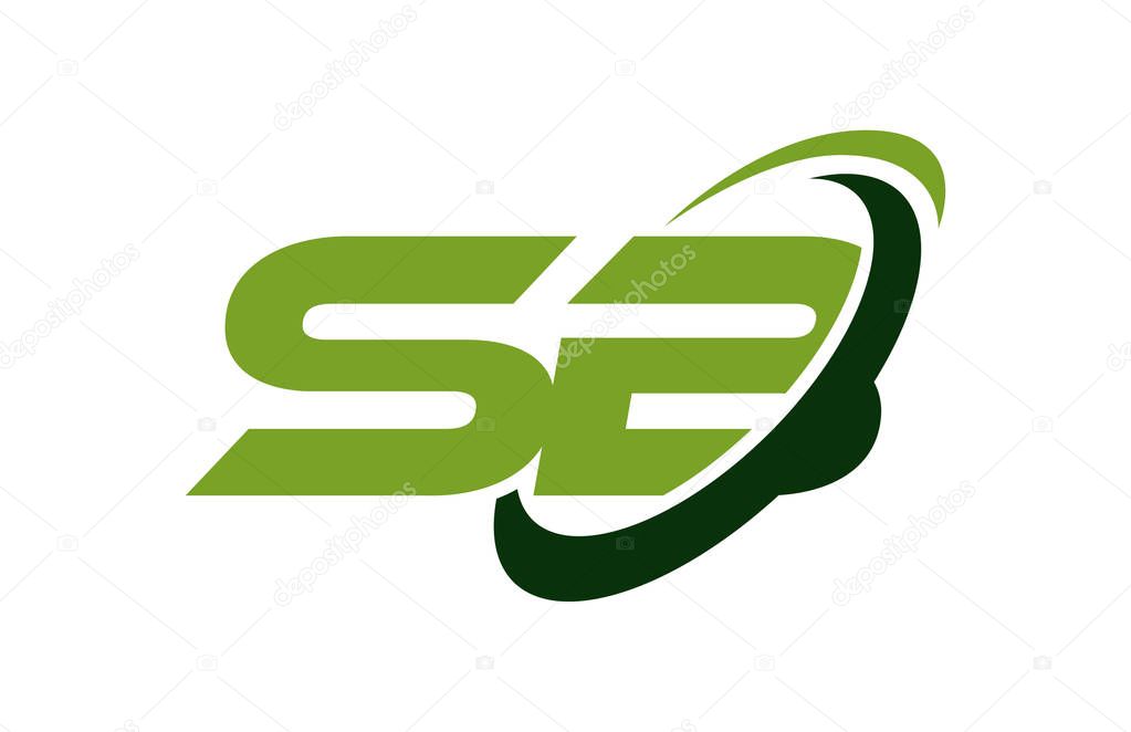 SB Logo Swoosh Ellipse Green Letter Vector Concept