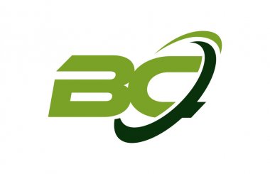 BC Logo Swoosh Ellipse Green Letter Vector Concept clipart