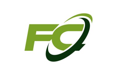 FC Logo Swoosh elips yeşil mektup vektör kavramı