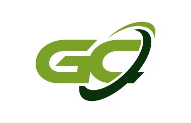 GC Logo Swoosh elips yeşil mektup vektör kavramı