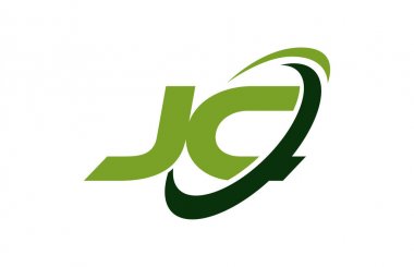 JC Logo Swoosh elips yeşil mektup vektör kavramı