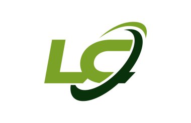 LC Logo Swoosh elips yeşil mektup vektör kavramı