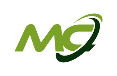 MC Logo Swoosh Ellipse Green Letter Vector Concept clipart