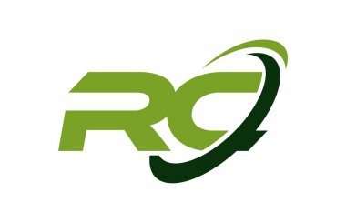 RC Logo Swoosh elips yeşil mektup vektör kavramı